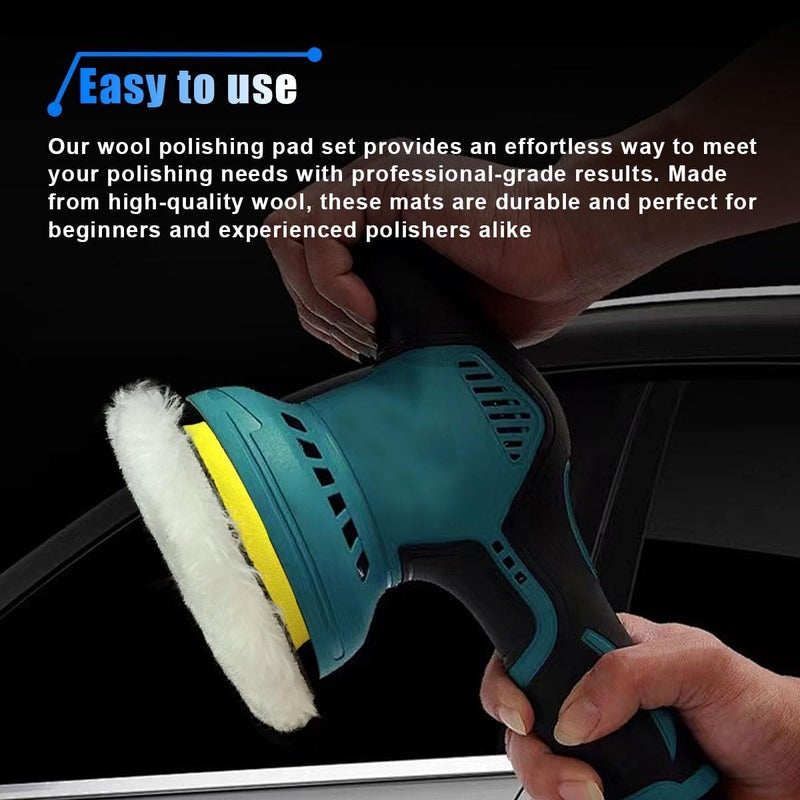 BDZMC 7PCS 3 Inch Wool Polishing Buffing Pad, Polisher Buffer Drill Attachment with Hook and Loop Back, M10 Drill Adapter, Car Buffing Wheel Pads for Waxing, Detailing, Polishing - Image 5